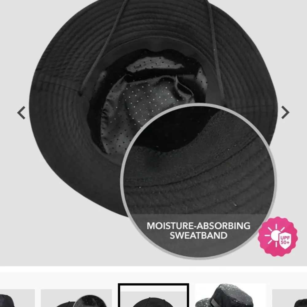 Hairbrella Black boonie Bucket Hat with Chin Strap - Picture 2 of 2